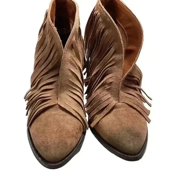 Coconuts by Matisse Lambert Women 8.5 Suede Fringe Western Ankle Boots Brown - Picture 2 of 9